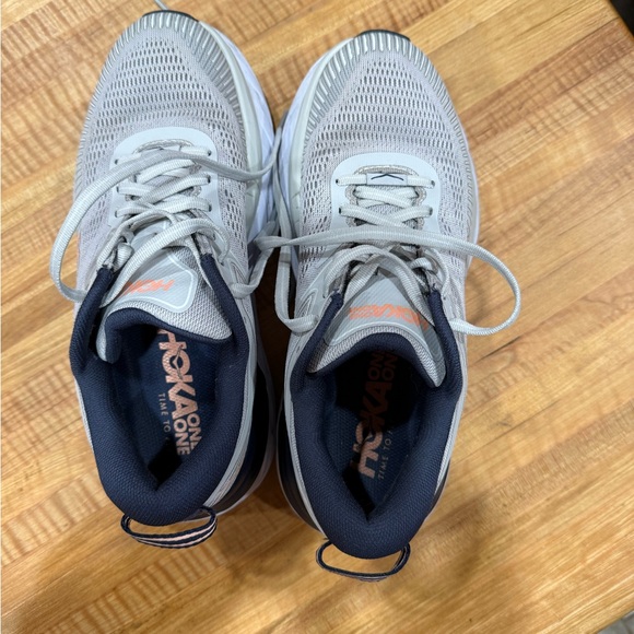Hoka Gray and Navy Running Shoes with Orange Detail - Picture 5 of 7